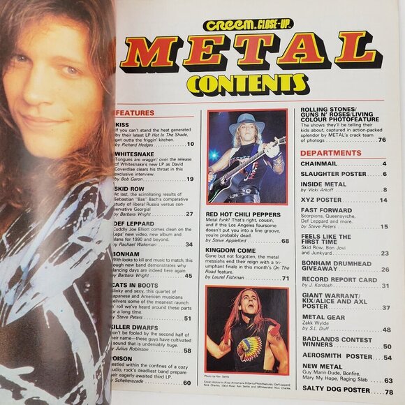 Metal Magazine KISS Zakk Wylde Poison Skid Row, Alice Cooper Axl Poster Mar 1990 - Picture 6 of 11